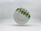 Aqua Zigzag porcelain deep plate (20 cm) with teal and yellow border pattern