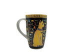 Side view of Bastet black and gold Egyptian cat mug showing Bastet figure and hieroglyphs