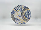 Blue and gold chain-pattern porcelain dessert plate