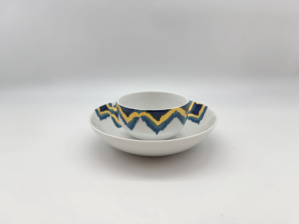 Blue Sahara tableware set featuring deep plate and small bowl