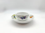 Butterfly porcelain soup bowl placed on a matching deep plate from the 24-piece dinner set
