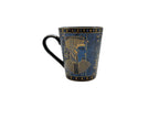 360-degree Egyptian mug featuring Cleopatra and pharaoh faces with golden hieroglyphics.