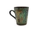360-degree Egyptian mug featuring Cleopatra and pharaoh faces with golden hieroglyphics.