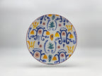 Mosaic Bloom dinner plate with colorful floral and geometric pattern