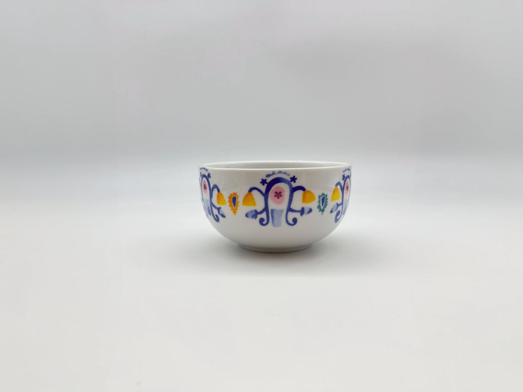 Mosaic Bloom soup bowl with colorful hand-painted style pattern