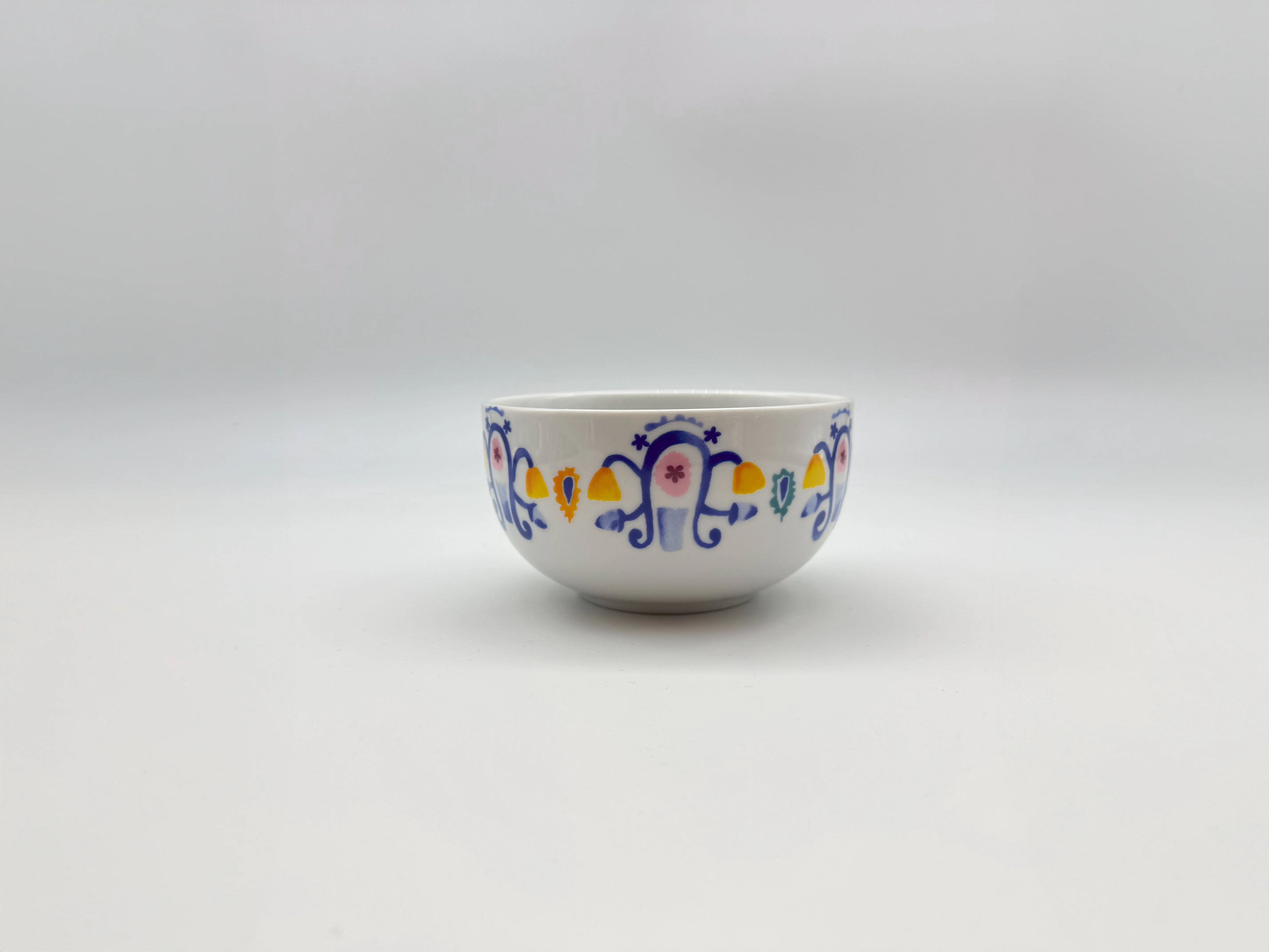 Mosaic Bloom soup bowl with colorful hand-painted style pattern