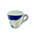 Side view of the Nile Valley Map cup featuring a blue and white Egypt map design on a white background