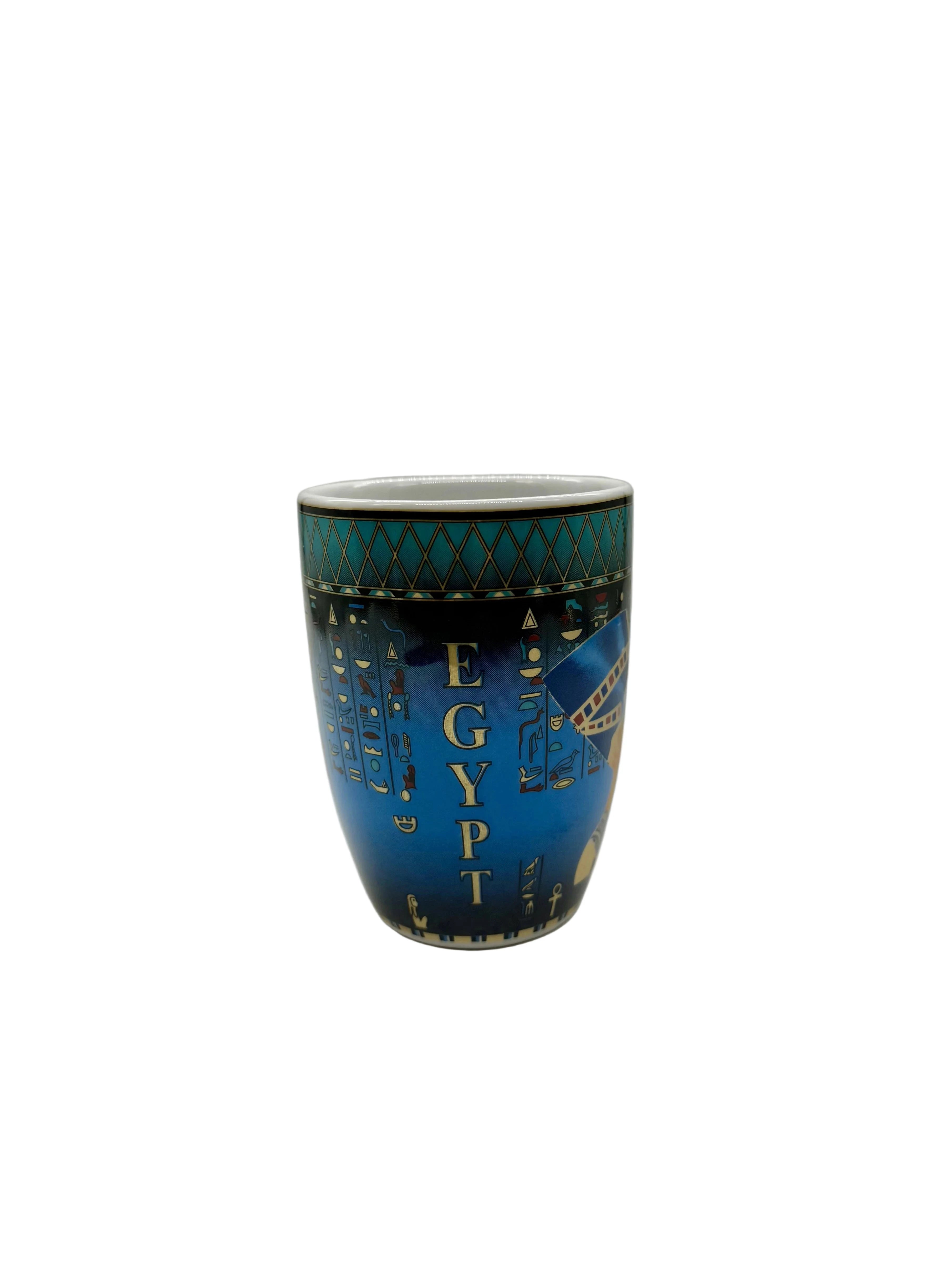 Queen Nefertiti Egyptian mug with ‘Egypt’ text and hieroglyphic design on the back