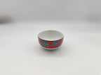 Red and blue patterned porcelain soup bowl
