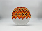 Sunset Zigzag porcelain dessert plate with vibrant orange and red pattern